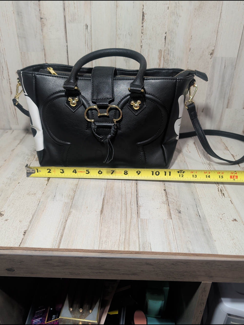 Bioworld Disney Mickey Mouse Black Medium Purse Shoulder Bag Handbag Polyester - Picture 9 of 15